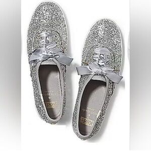Keds x Kate Spade New York Sparkly Silver Glitter Sneakers, Size 8, Bridal